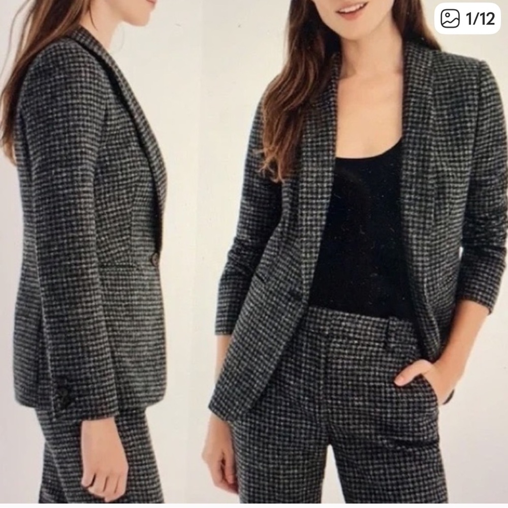 J. Crew houndstooth blazer with red collar